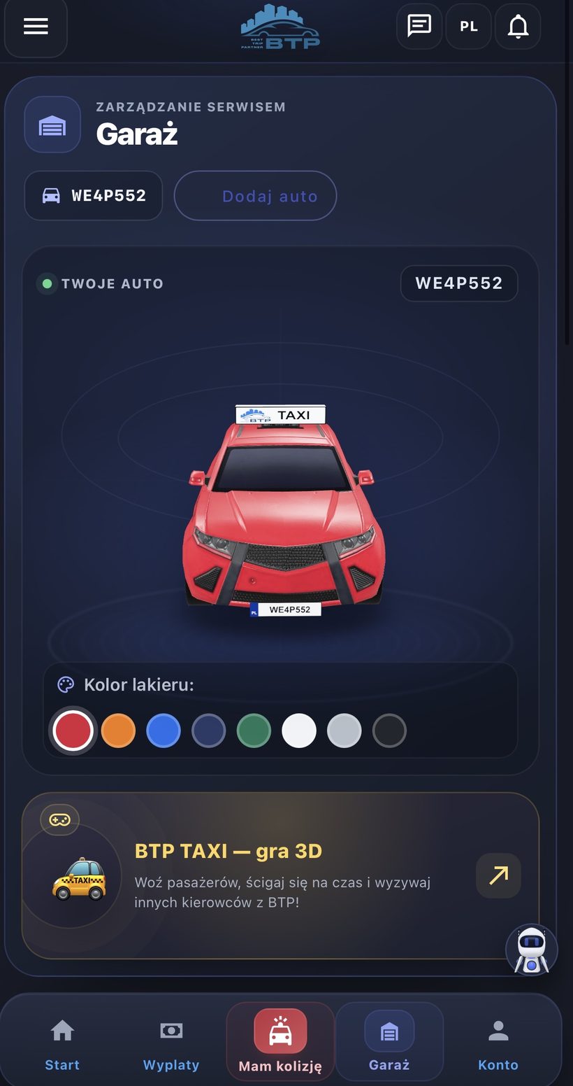 Garaż 3D w aplikacji BTP
