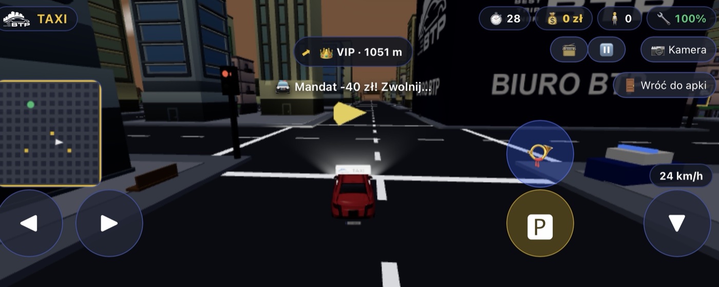 Gra BTP TAXI 3D — nocna trasa