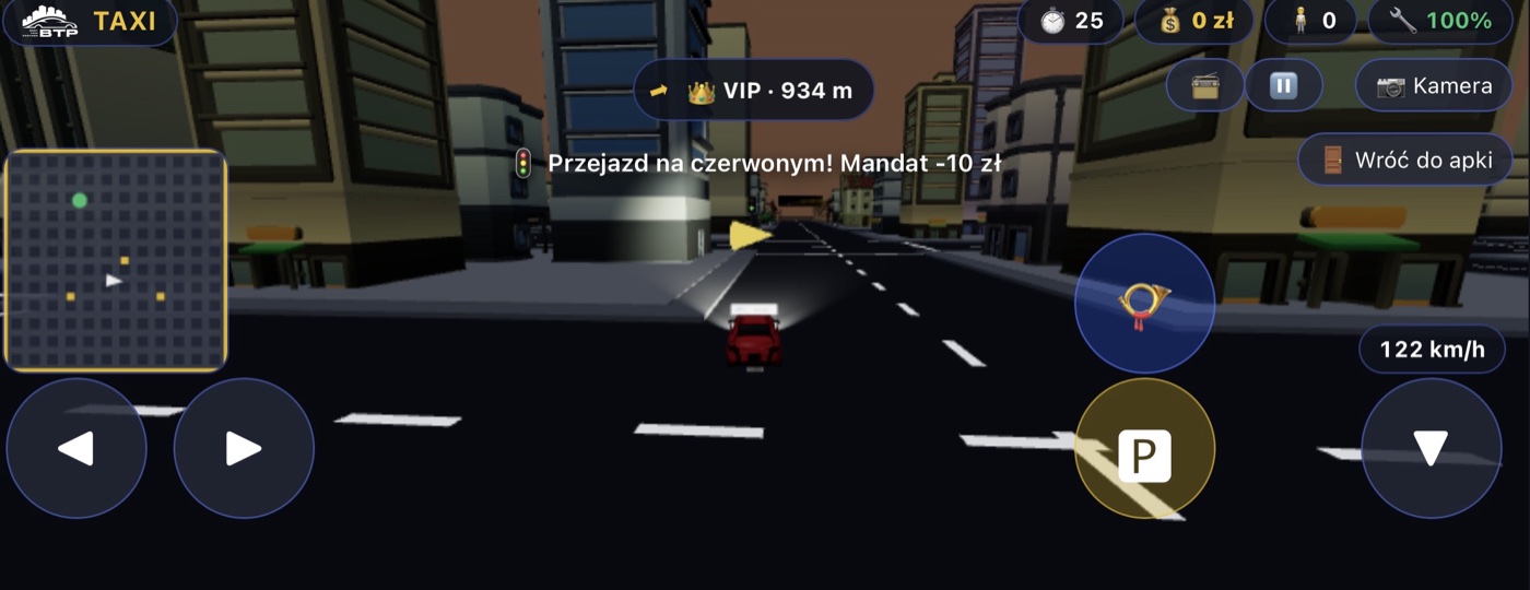 Gra BTP TAXI 3D — mandaty i światła